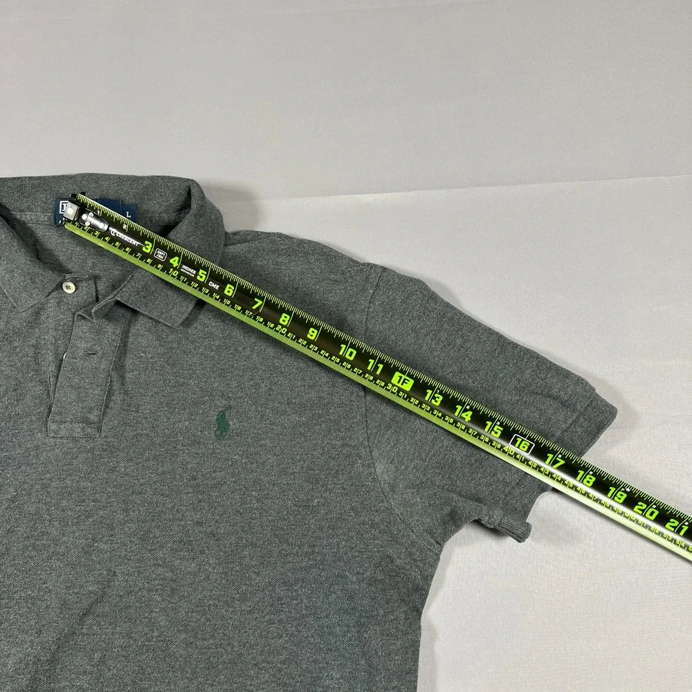 Polo Ralph Lauren Polo Shirt Mens Large Charcoal Gray Cotton Logo Embroidered
